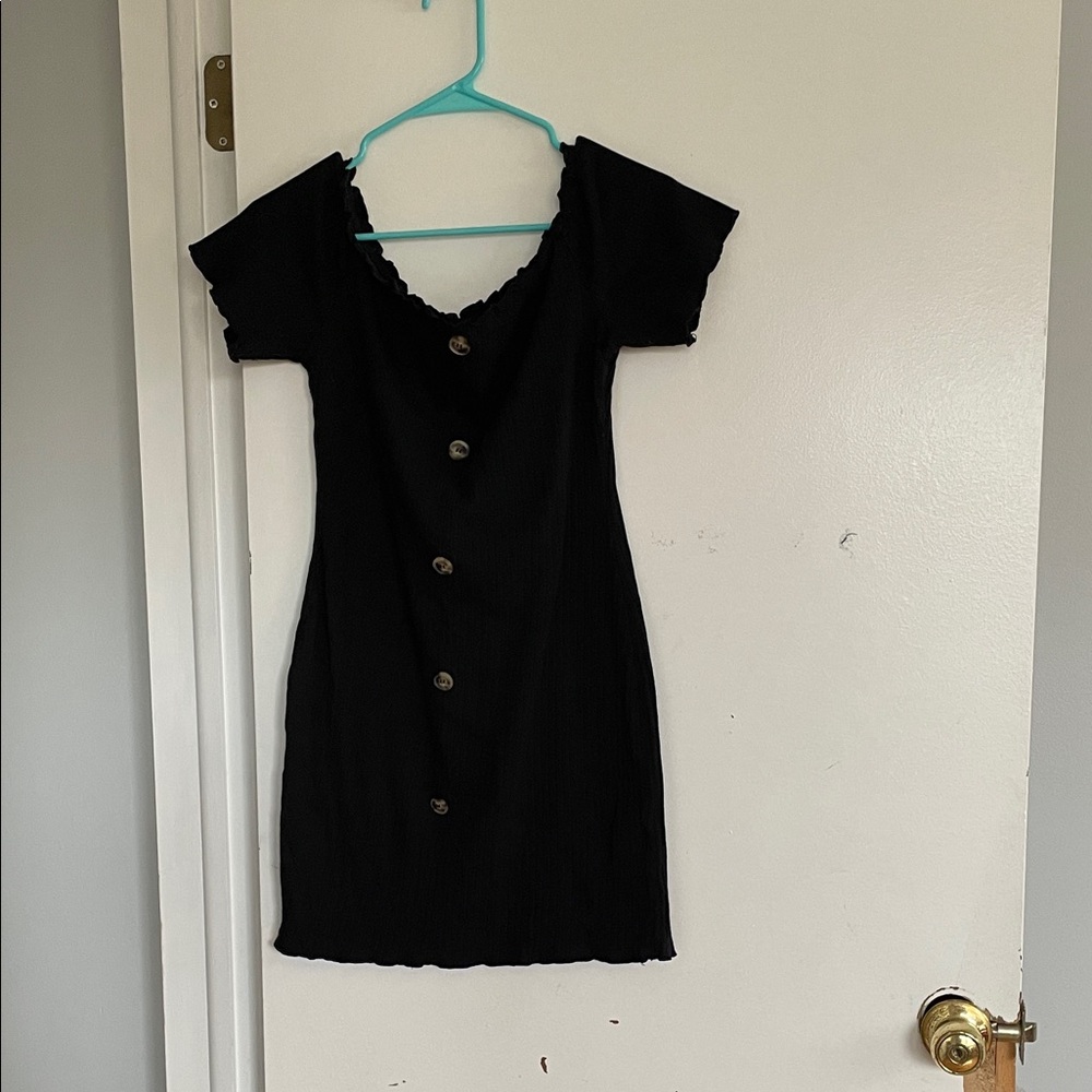 Black Button-Front Dress
